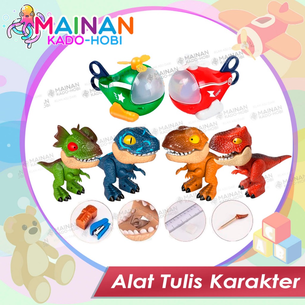 

ALAT TULIS SERUTAN RAUTAN BACK TO SCHOOL STATIONERY KARAKTER ANIMAL JURASSIC WORLD DINO PESAWAT HELIKOPTER 5IN1