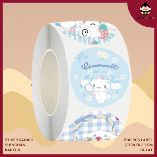 

STIKER SANRIO Shinchan Kartun 500 Pcs Label Thank You Sticker 2.5cm Bulat - ST001