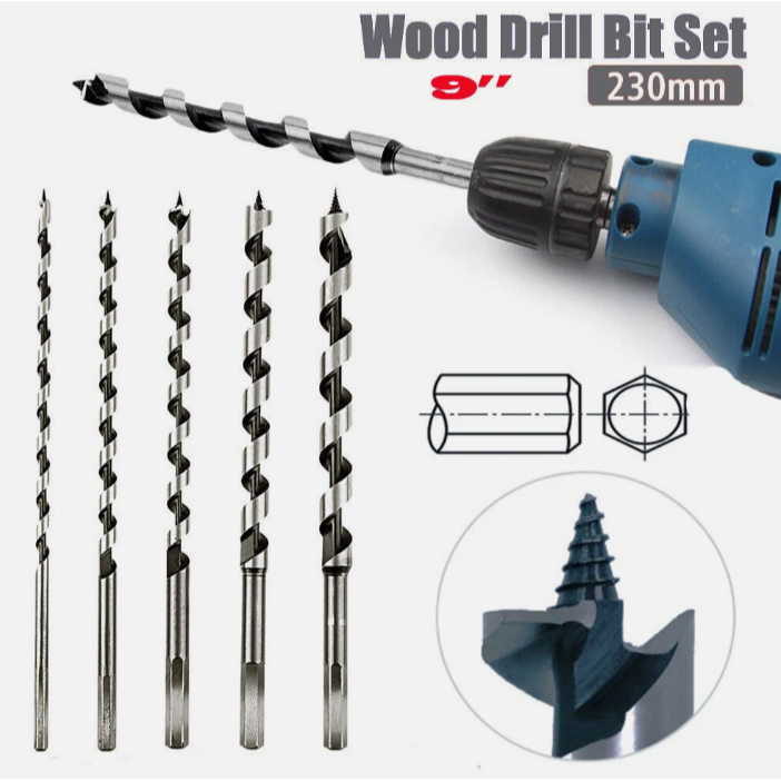 Mata Bor Kayu Spiral Panjang Auger Wood Bit Drill / Mata Bor Kayu Balok- AUGER BITS