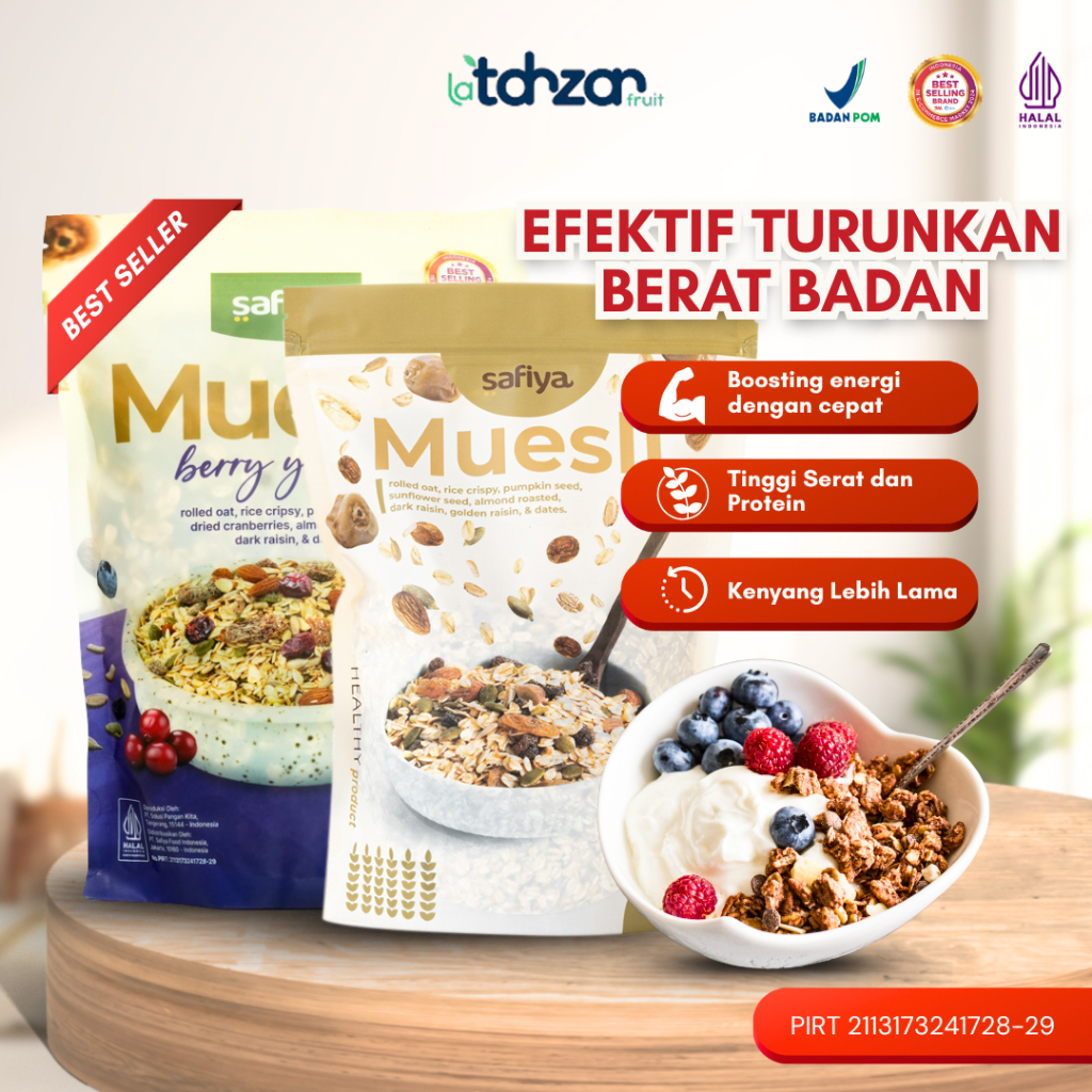 

Muesli Safiya 1 Kg Dried Fruit Mix and Almond Sereal Makanan Diet Sehat