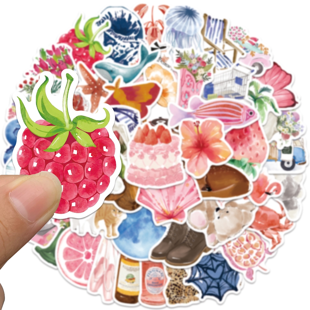 

[50PCS]Stiker Lucu Lukisan cat air biru merah muda Stiker Kartun Stiker Pack Permainan Decal Vinyl Stiker Waterproof-Sticker Aesthetic Stiker Buku Journal Koper Casing HP Gitar Laptop Helm Motor