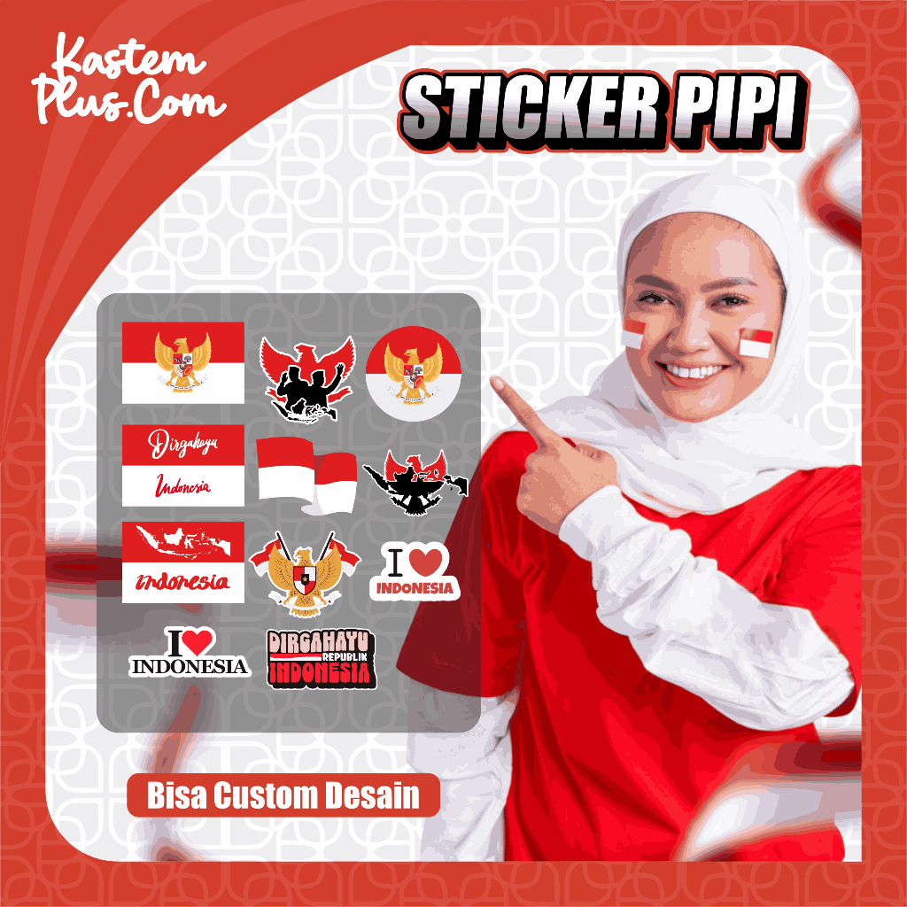 

[60 Pcs] Sticker Pipi Bendera Merah Putih Kemerdekaan Indonesia Stiker Pipi 17 Agustusan