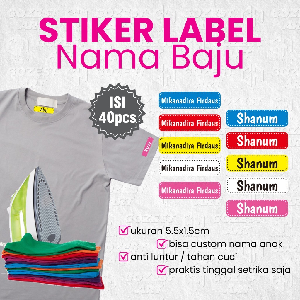 

STIKER DTF KAIN LABEL NAMA ANAK LABEL SETRIKA CUSTOM NAMA ANAK CUSTOM DTF SABLON