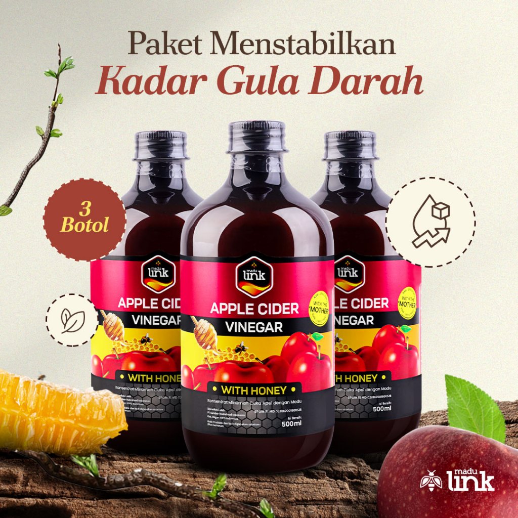 

Paket Hemat - Apple Cider Vinegar With Honey 3 Botol
