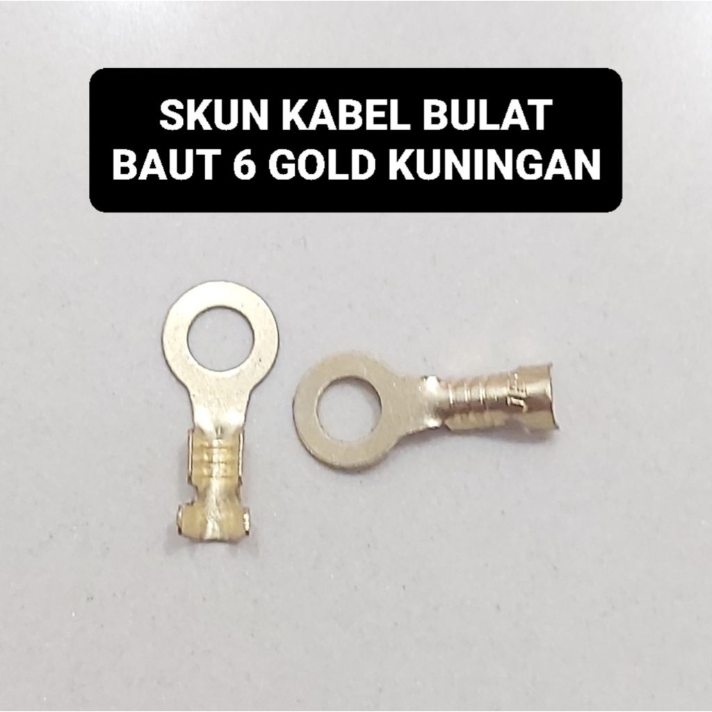 (PER BIJI) Skun Kabel BULAT Ring 4 GOLD KUNINGAN Baut
