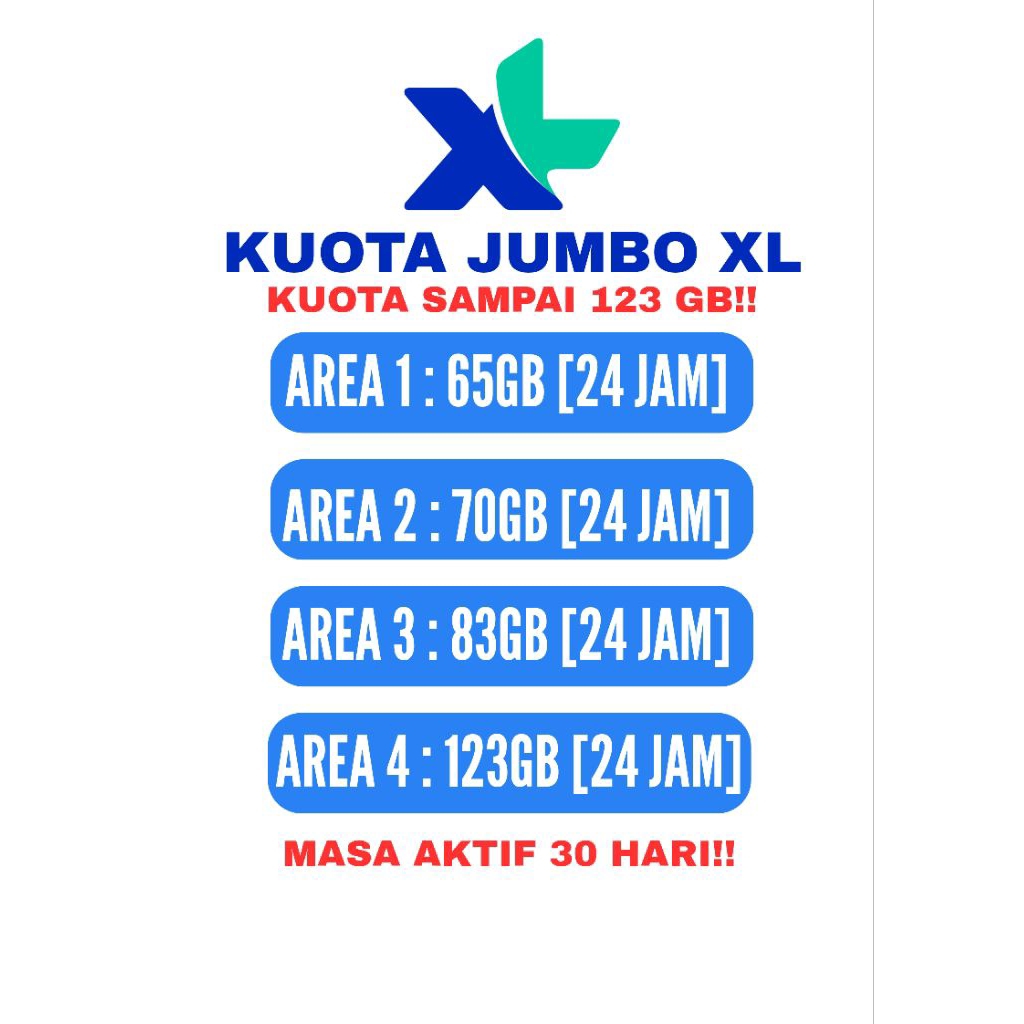 kuota jumbo XL termurah, masa aktif 30 Hari