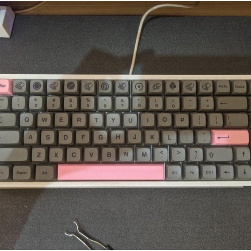 keycaps keyboard mechanical grey pink