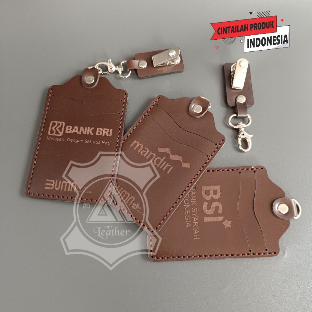 

ID CARD HOLDER KULIT ASLI CUSTOM LOGO DAN NAMA, NAME TAG KULIT ASLI