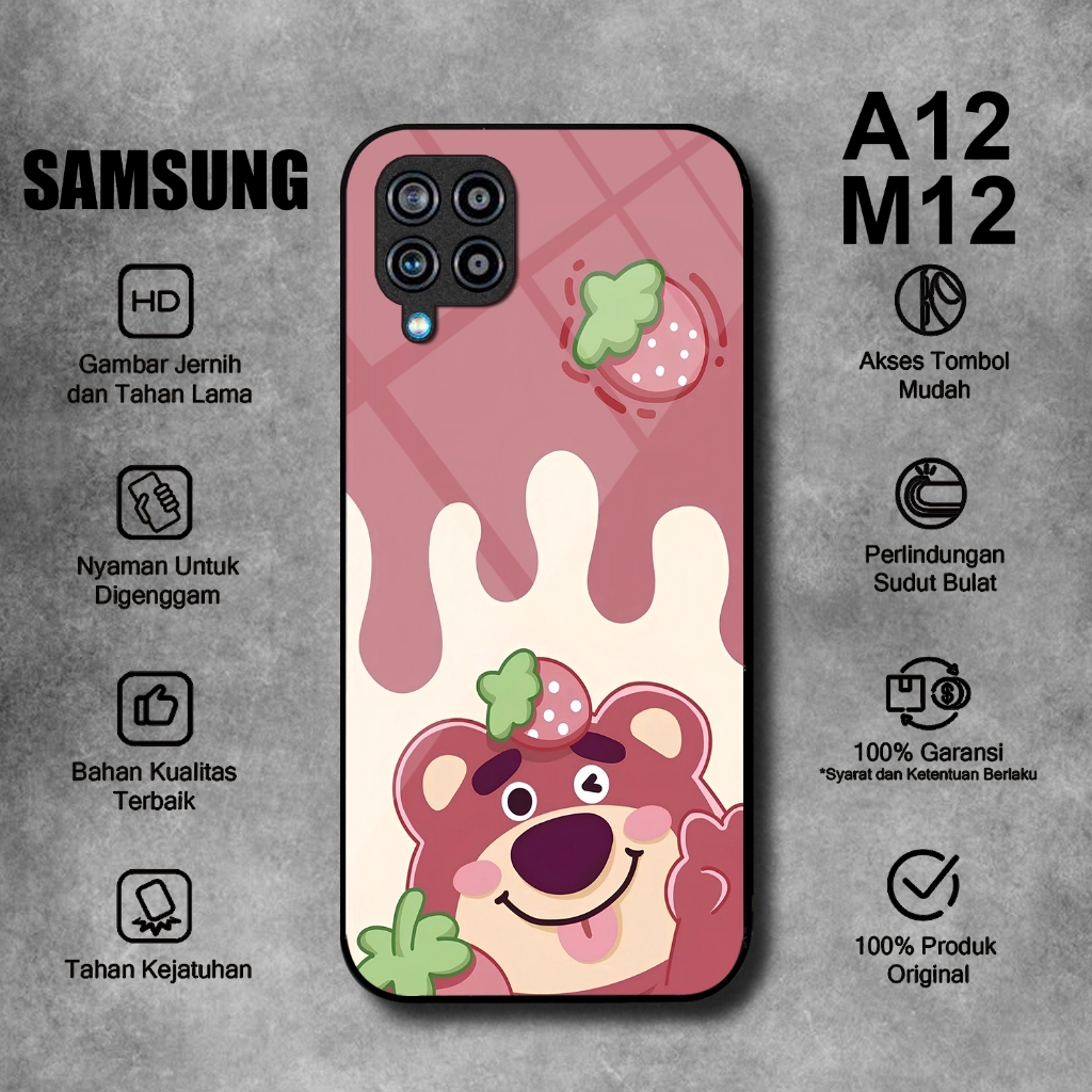 Softcase Glass Kaca Hp SAMSUNG A12 M12 Motif LOTSO - Case SAMSUNG A12 - Casing SAMSUNG M12