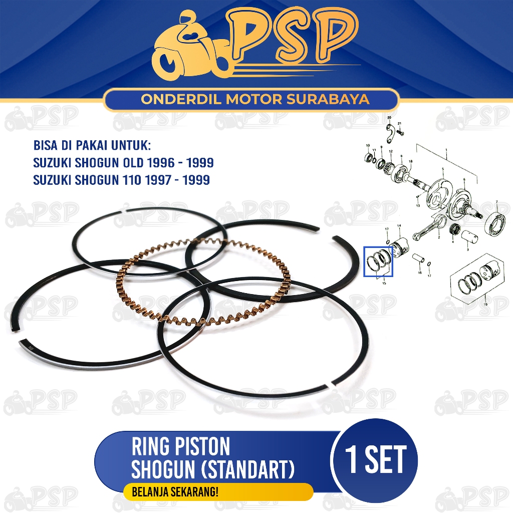 Ring Piston Shogun (Standart) - Cincin Seher Seker Diameter Standard Suzuki Shogun 110 Shogun Lama