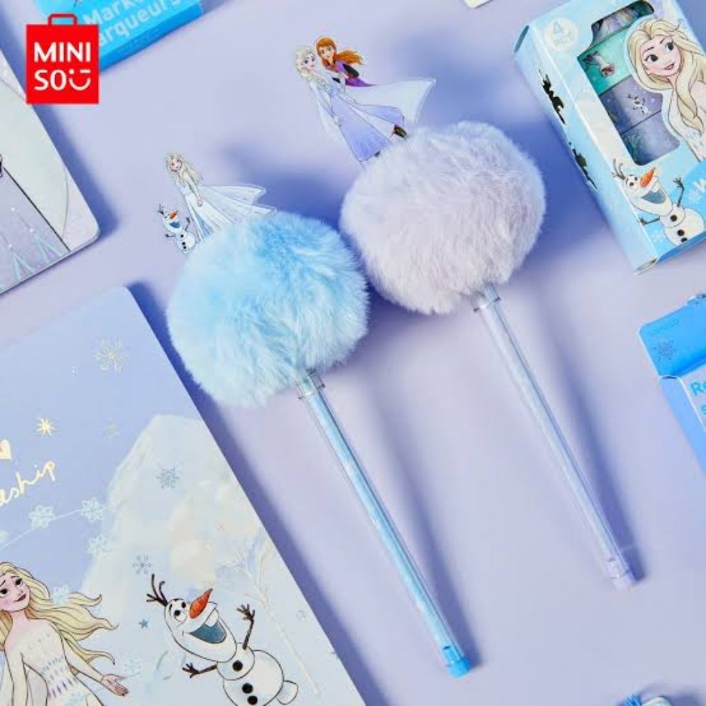 

MINISO FROZEN GEL PEN POM POM BOLPOIN GEL ELSA ANNA