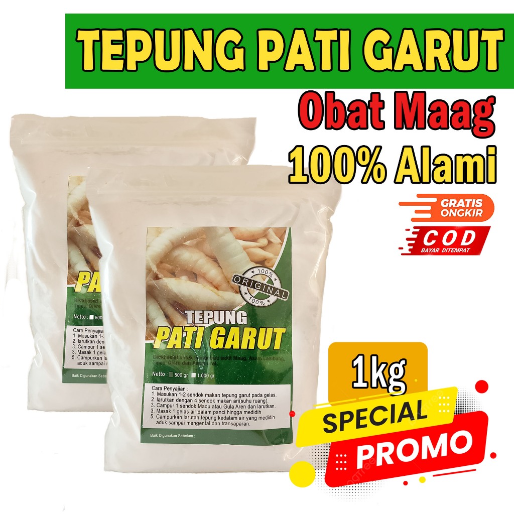 

TEPUNG GARUT UNTUK ASAM LAMBUNG / TEPUNG PATI GARUT / TEPUNG GARUT 1KG