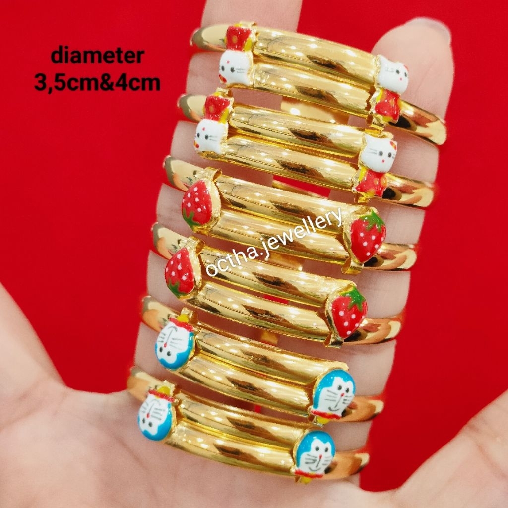 GELANG SELOT ANAK PERAK 925 ASLI LAPIS MAS
