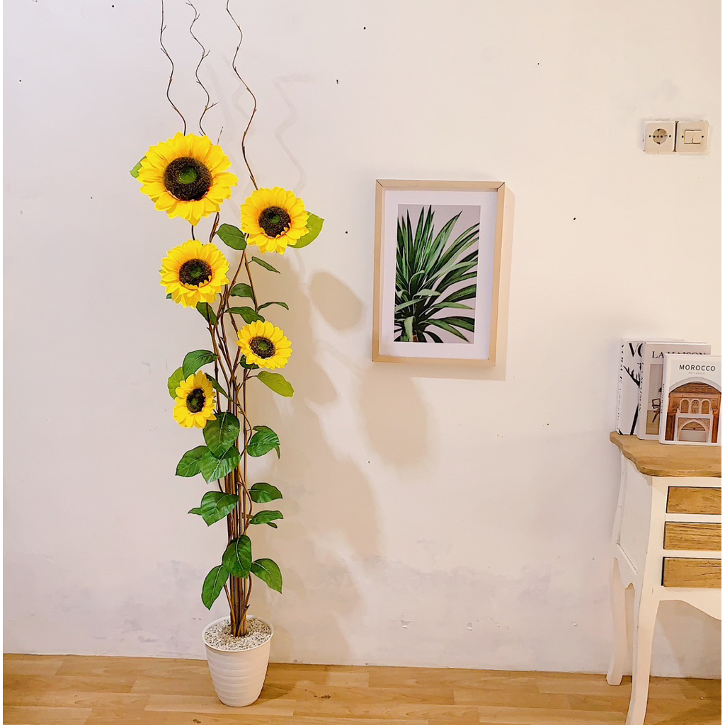 Sekar_Jenaka Bunga Matahari Artificial Tanaman Pohon Dekorasi Plastik