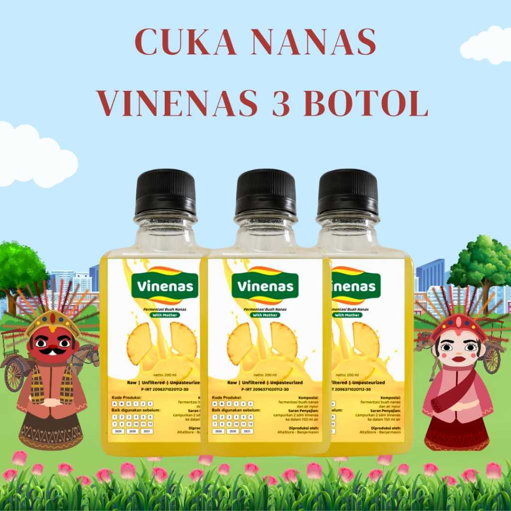 

Promo 3 Botol Vinenas Cuka Nanas Menstabilkan Kolestrol dan Gula Darah 600ml