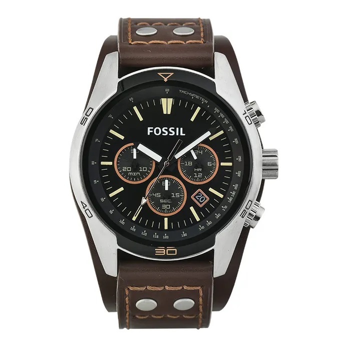 Fossil Coachman CH2891 Chronograph Men Black Dial Brown Leather Strap