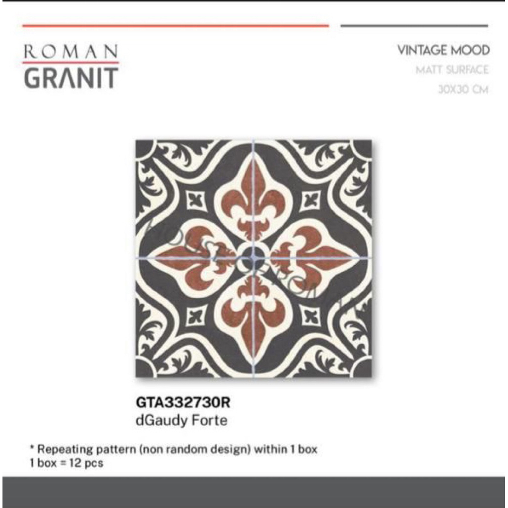 Roman Granit dGaudy Forte/Lantai Keramik Tegel/Keramik Vintage 30x30/Granit Roman Batik