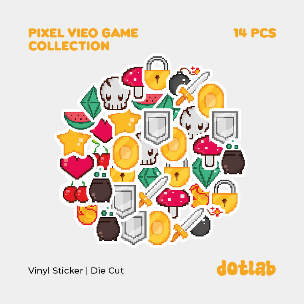 

DOTLAB STICKER Pixel Video Game Collection| Sticker Tumbler | Stiker Laptop Koper Helm | Stiker buku
