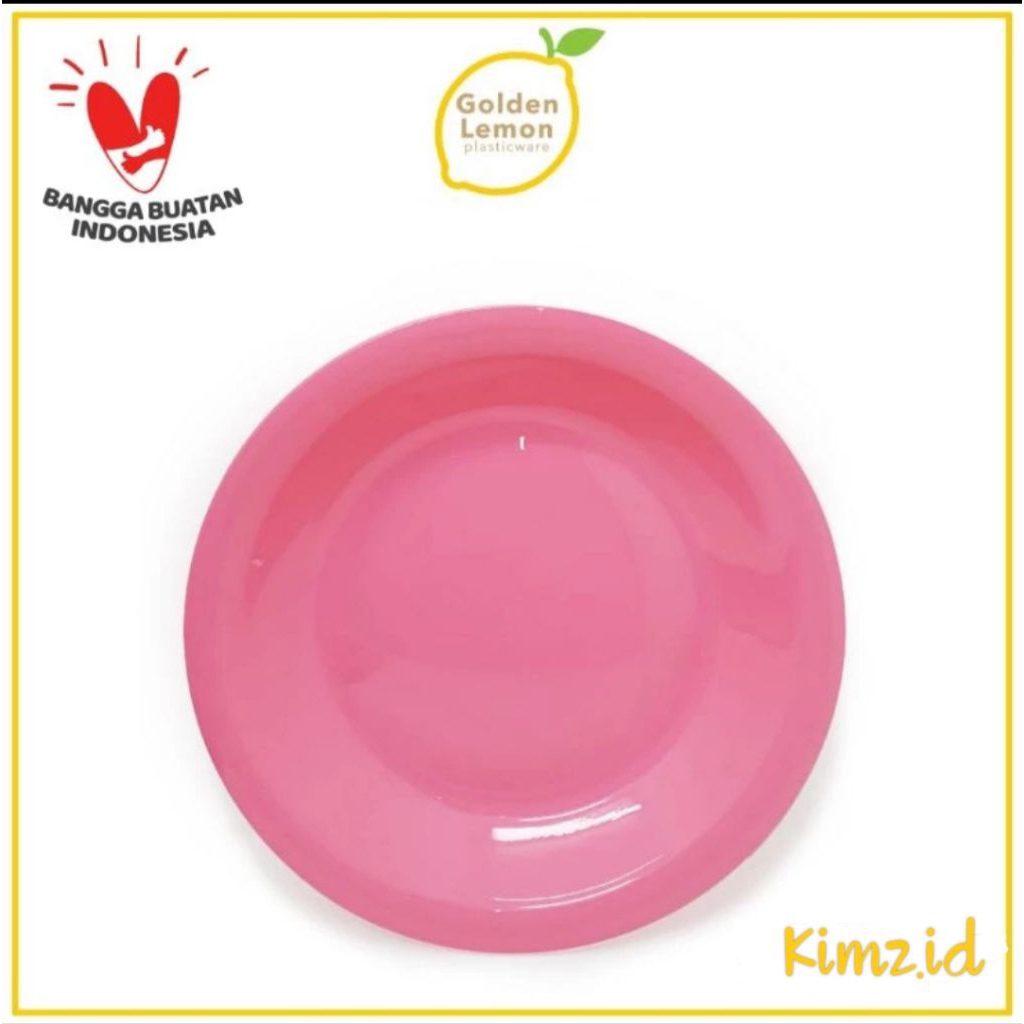 PIRING MAKAN PLASTIK BULAT GOLDEN LEMON PINK PM179 | GOLDEN SUNKIST | GOLDEN LEMON