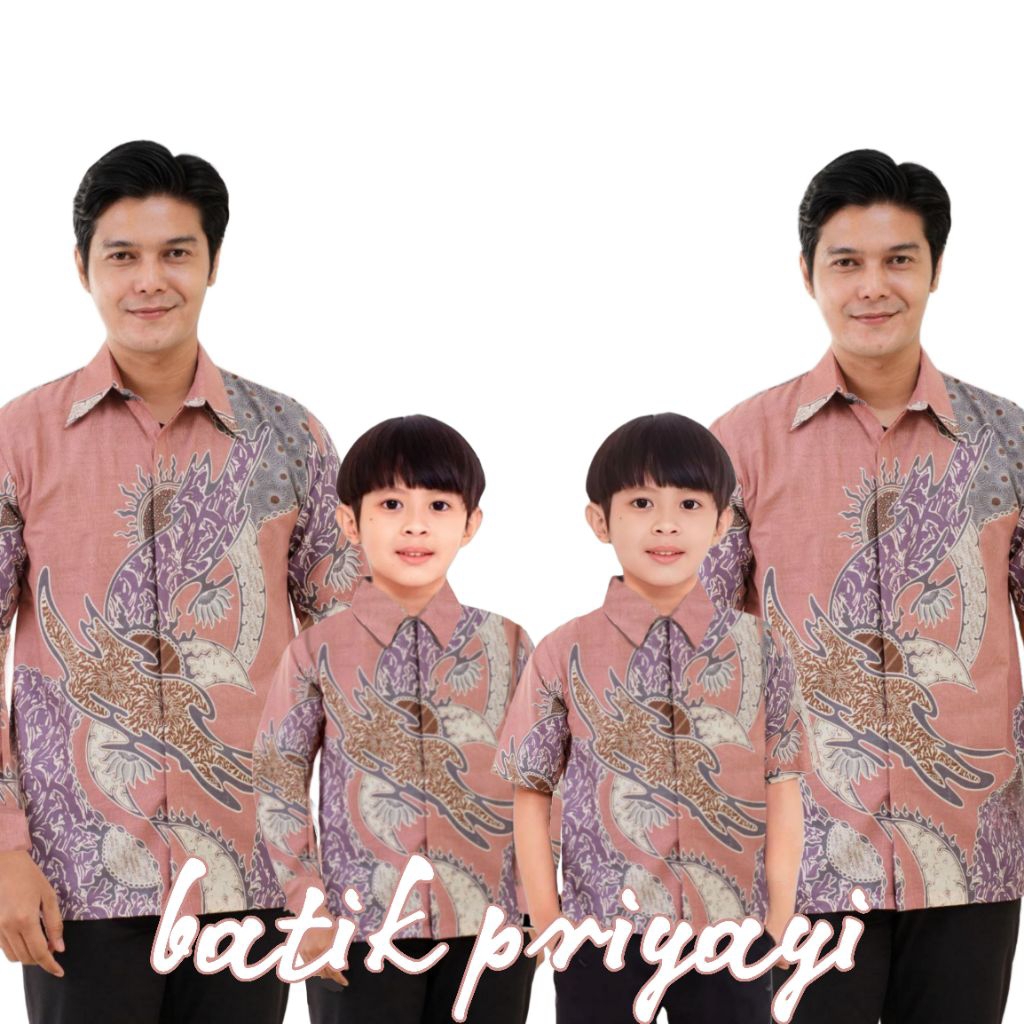 Kemeja Batik Anak Laki laki Warna Pink Salem Peach Rose Gold Batik Pria Dewasa Couple Batik Ayah dan