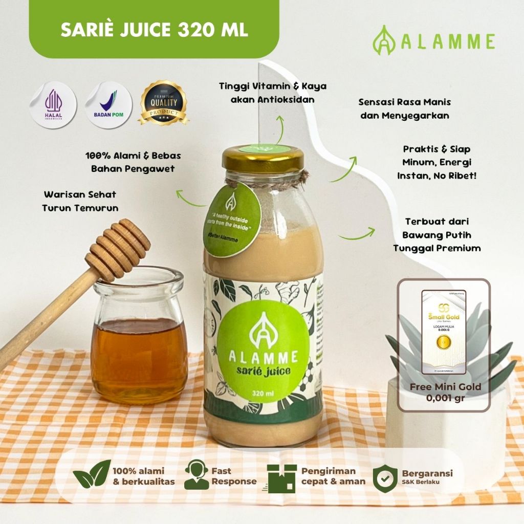 

Alamme – Sarie Juice 320ML Jus Bawang Putih Tunggal Cuka Apel Lemon Madu