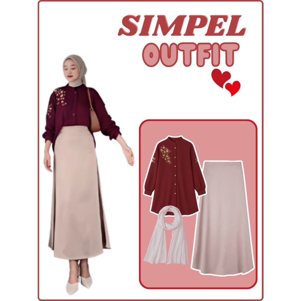 SIMPEL OUTFIT OOTD HIJAB FASHION - Setelan Blouse Bordir Remaja Kekinian