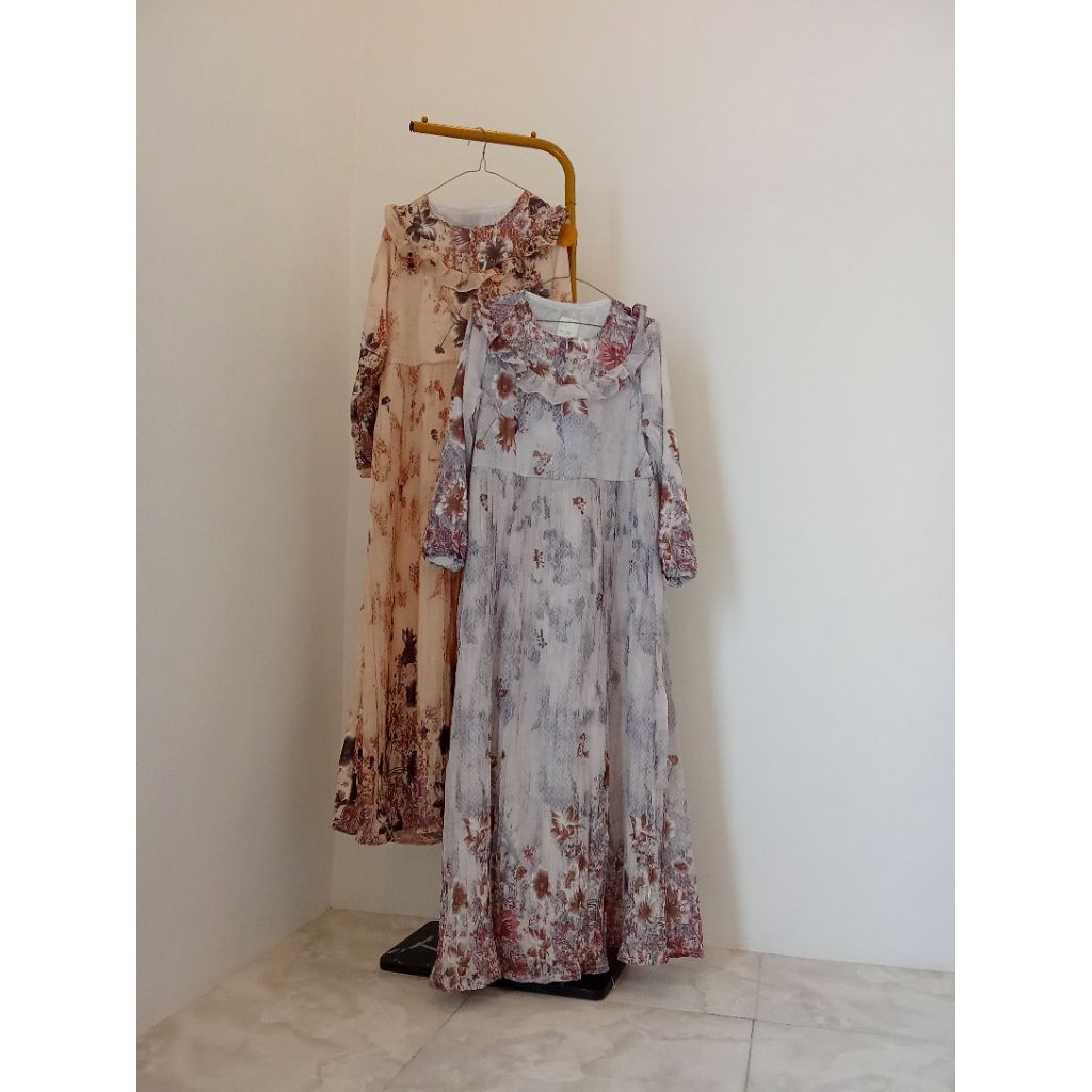 Gamis wanita Murah, Pilsket Sifon Motif Bunga2.