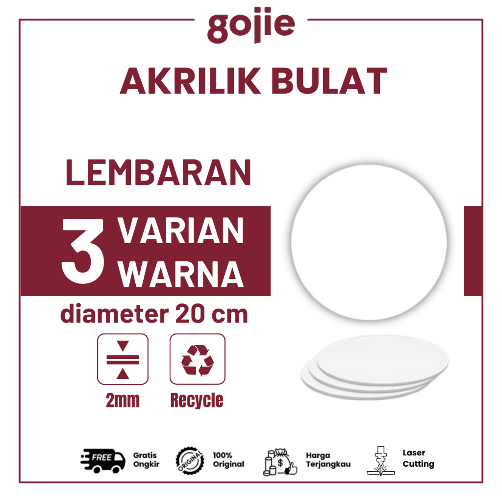

AKRILIK BULAT DIAMETER 20 CM / AKRILIK LEMBARAN BENING TEBAL 2MM