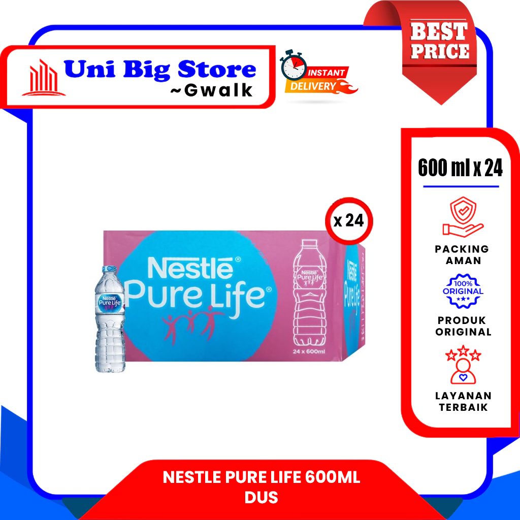 

NESTLE PURE LIFE AIR MINERAL BOTOL DUS - (600 ml x 24 pcs)