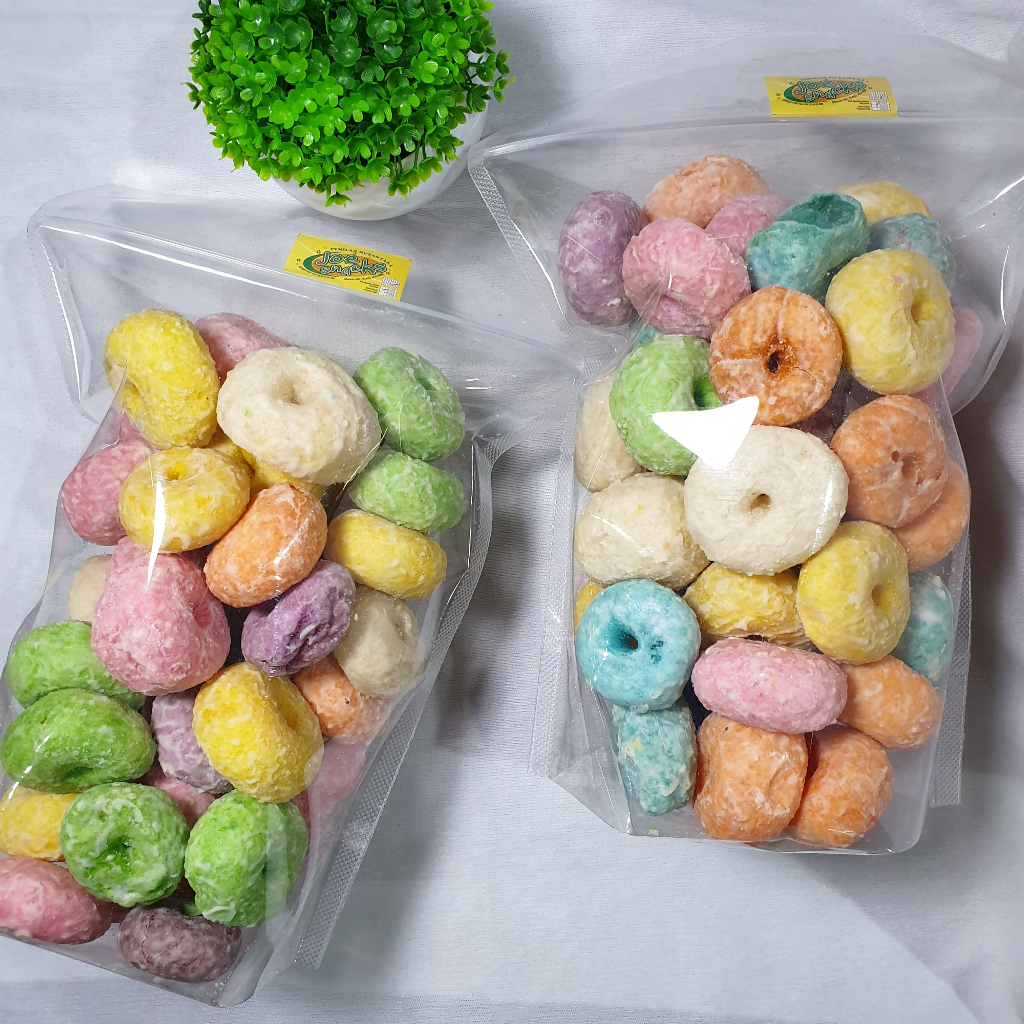 

Donat Warna/ Donat warna warni/ Getas donat/ Snack getas donat/ Donat manis kering 150gram
