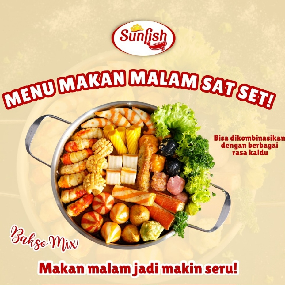 

SUNFISH Seafood Bakso Mix - Olahan ikan Steamboat Bako Dumpling Crab Stick 500g - Kheiza Frozen