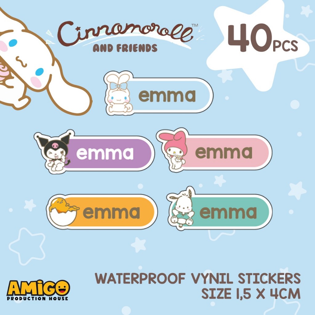 

Stiker Label Nama ATK Cinnamoroll Waterproof Sticker Baju Air Custom Nama