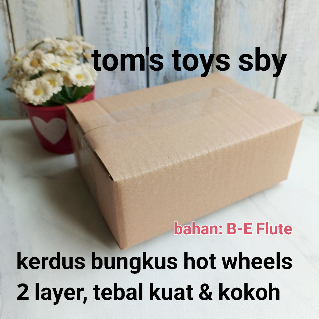 

Kardus Kerdus Box Bungkus Hot Wheels reguler B-E Flute tebal & kuat muat 1 atau 2 hotwheels