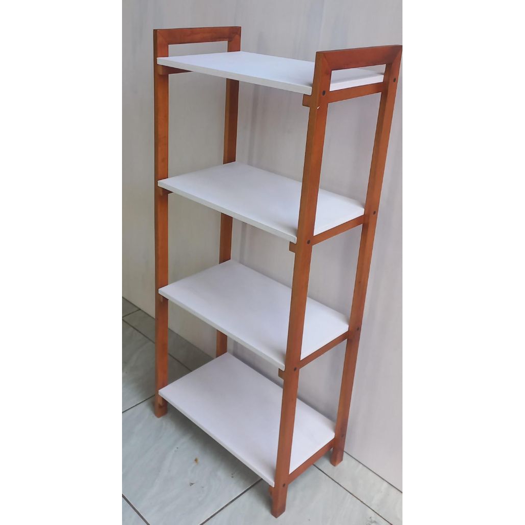 Rak Tingkat Kayu 4 Susun, Rak Kayu Serbaguna, Rak Susun Aesthetic