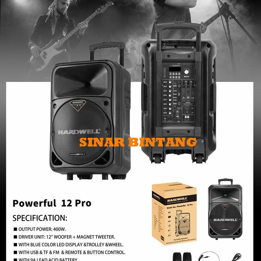 Speaker Portable Wireless Hardwell Powerfull 12Pro Original 12 inch  Hardwell Powerfull12pro /powerf