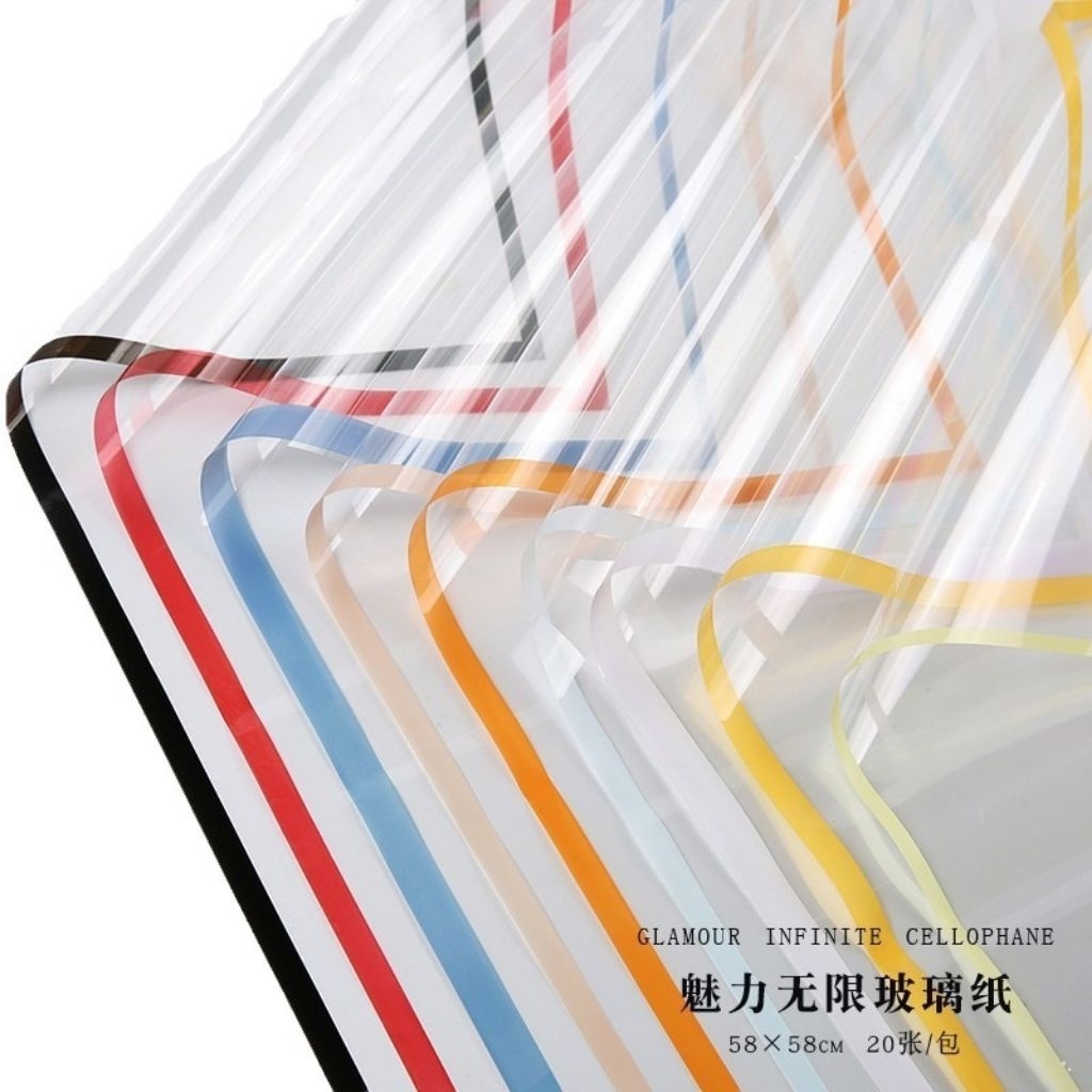 

Kertas Bunga / Cellophane Flower Wrapping Transparant Line Bening Transparat / Kertas Bucket