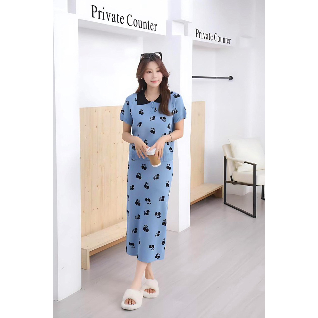 setelan one set wanita rajut import rok atasan wanita