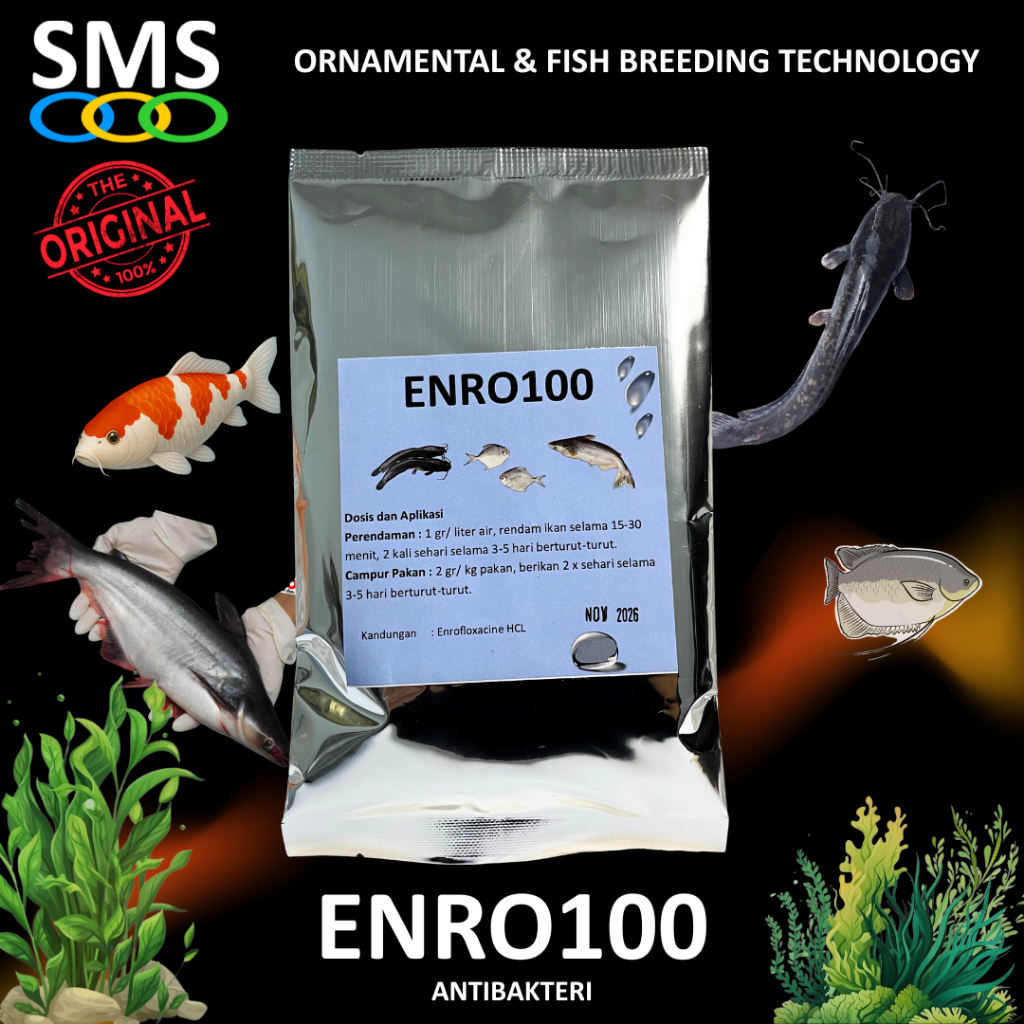 ENRO 100gr/Antibiotik Ikan dan udang/Enrofloxacin/antibiotik ikan/obat ikan