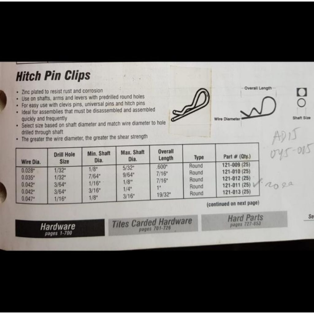 

Hitch pin clip klip R Wire kawat ... Tersedia berbagai varian ukuran " inch inci inchi