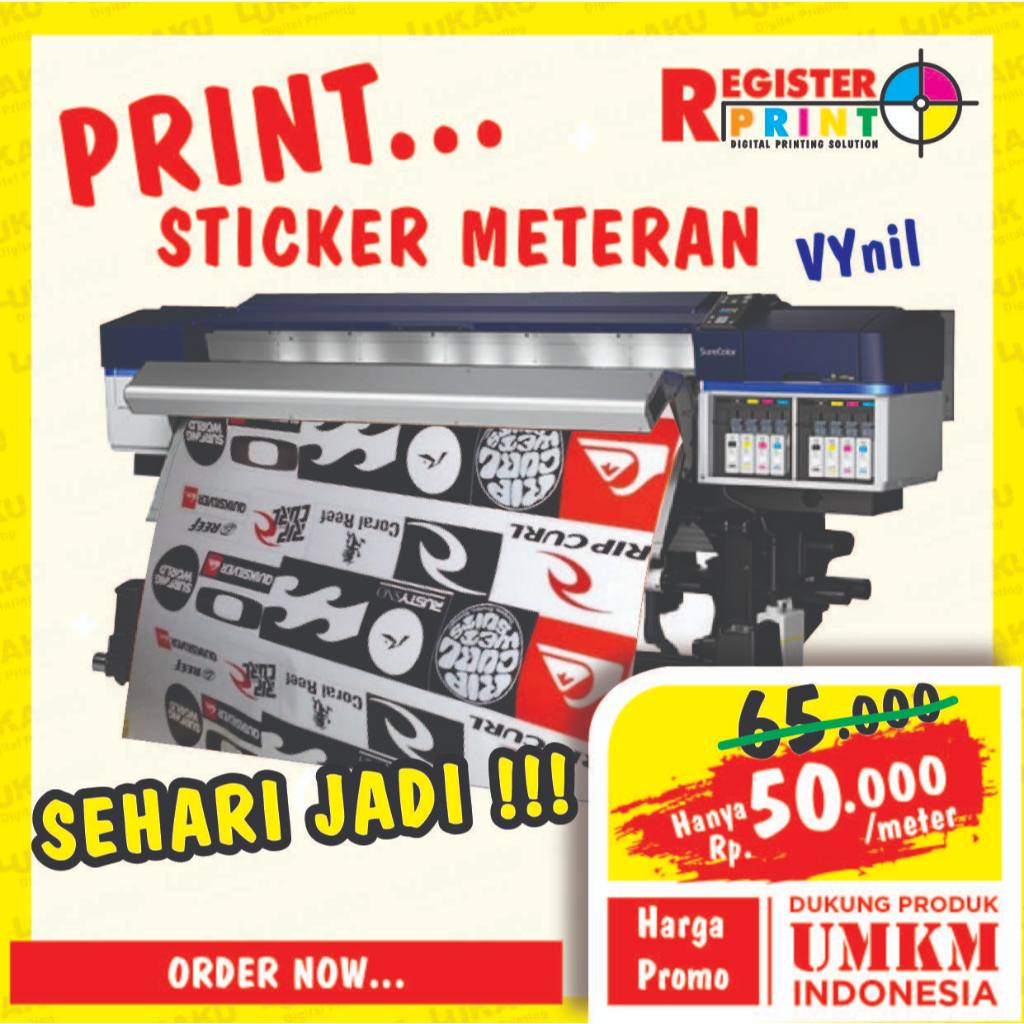 

cetak stiker vinyl/transparan label makanan/minuman permeter satuan/partai grosir / Tanpa laminasi