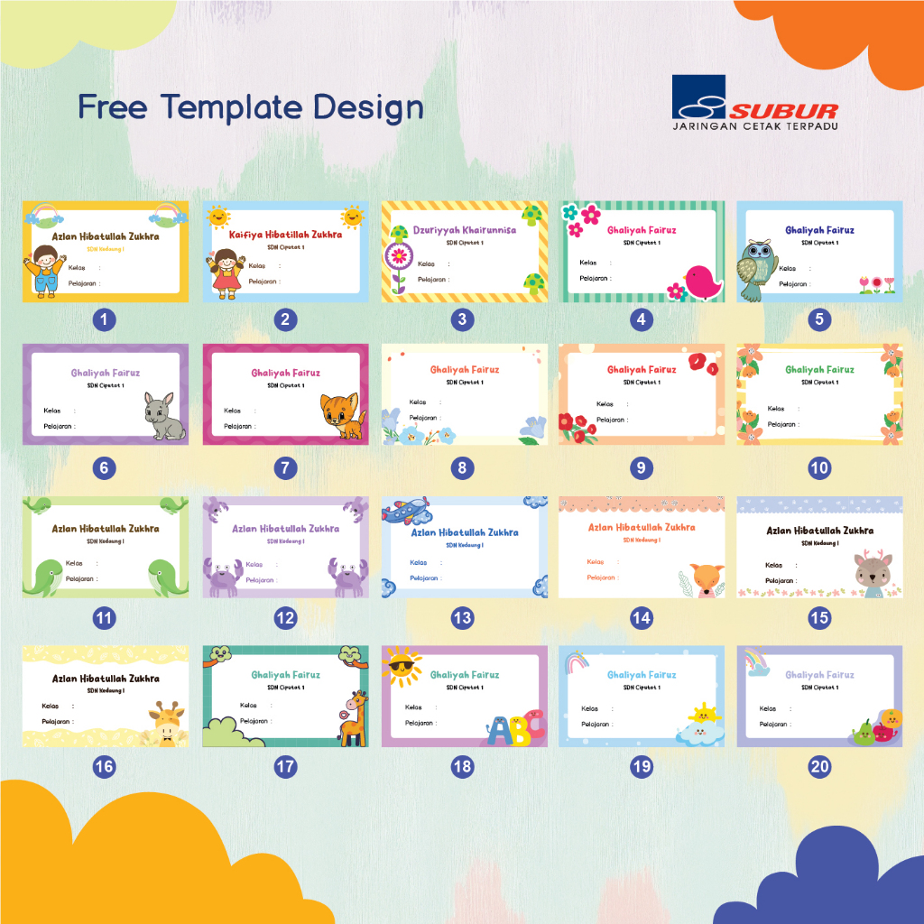 

Sticker CUSTOM TULISAN/NAMA Buku Anak Pelajaran Sekolah Mata Pelajaran Buku Tulis chromo