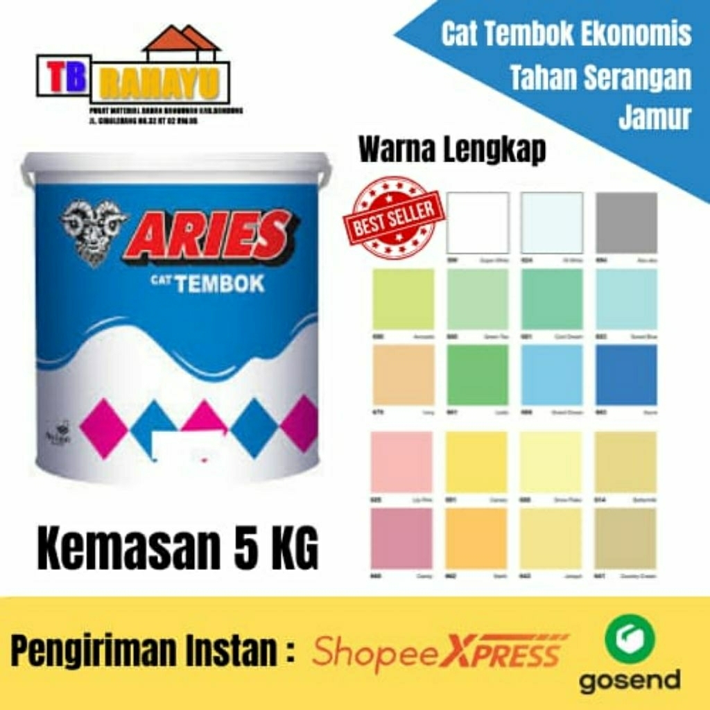 Aries Cat Tembok 5 KG, Cat Tembok Aries 5 KG
