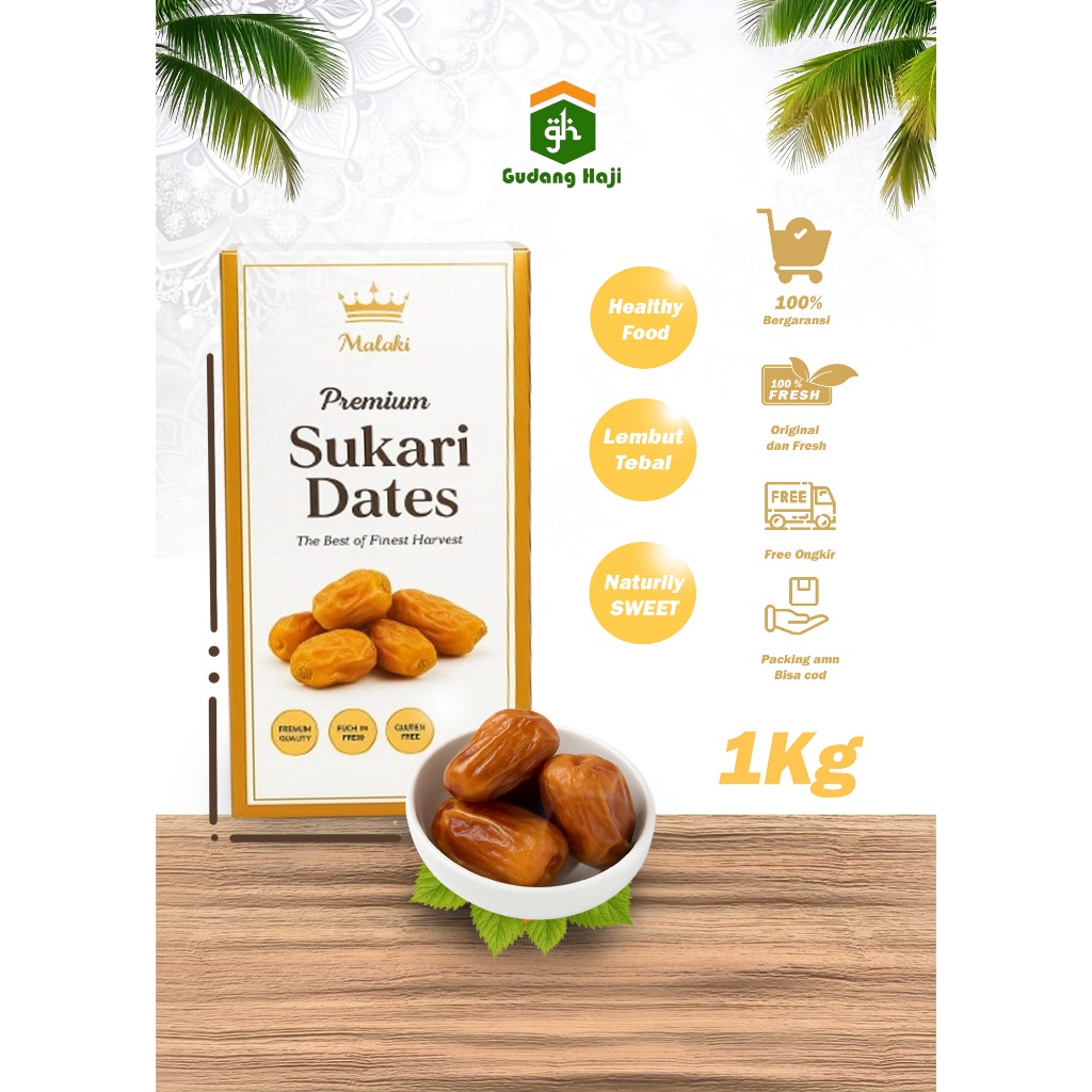 

Kurma Sukari 1kg/Kurma Sukari Asli CARAMEL SWEET/TEBAL DAGING/MANIS PAS