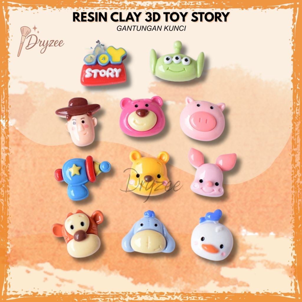 

1 Pcs Resin Clay 3D Lucu Karakter Toy Story Untuk DIY Dompet /Gantungan Kunci Stiker 3D Aksesoris