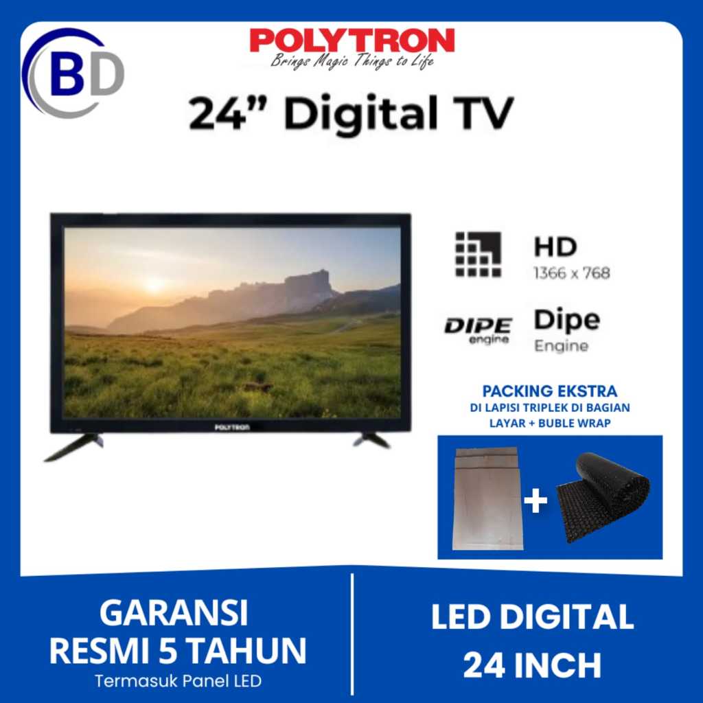 LED TV POLYTRON 24 Inchi 24V1853 Garansi 5 Tahun SUDAH DIGITAL