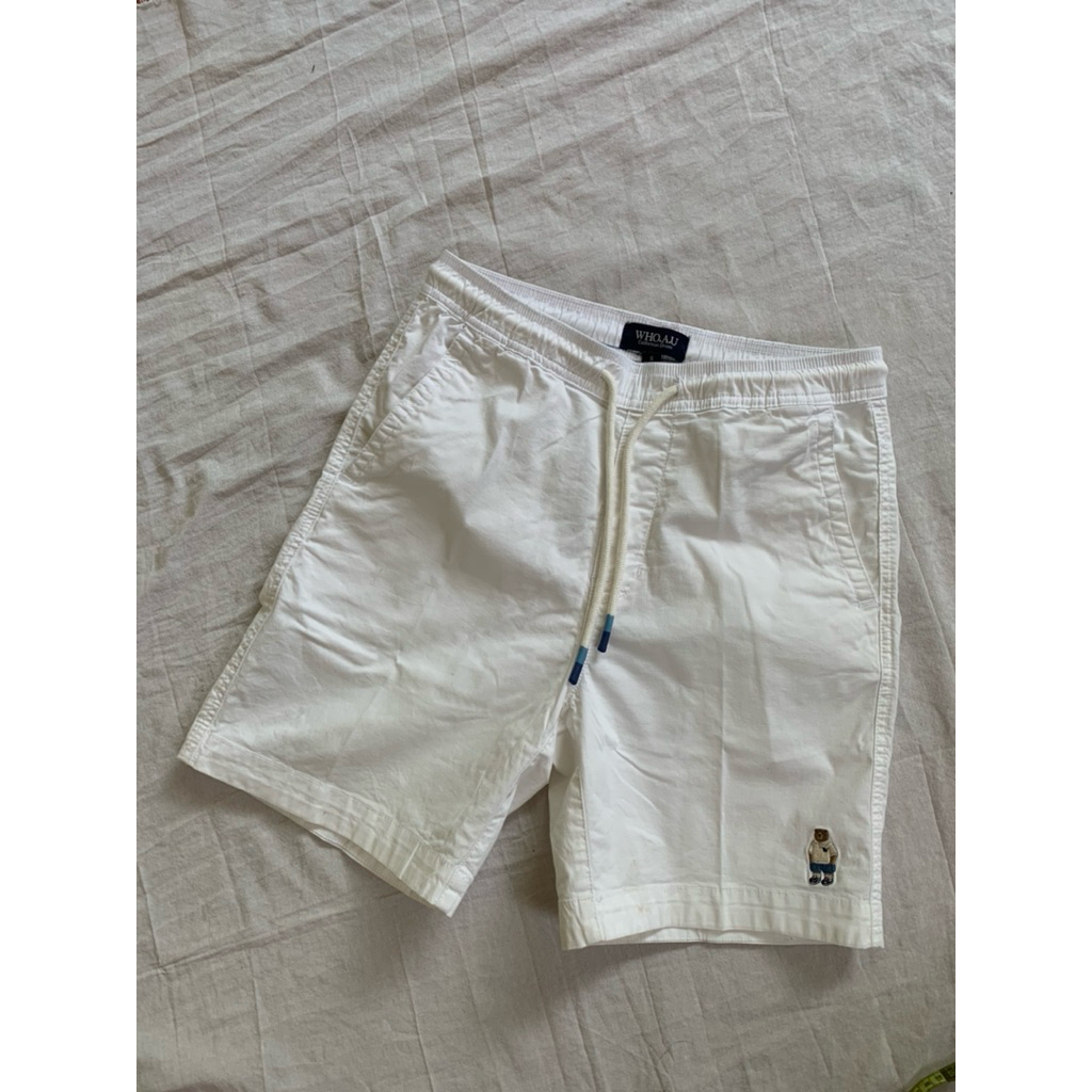 WHO AU White Shorts Bear