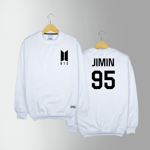 Sweater bts kpop putih baju atasan outer switer lengan panjang jimin jin jungkook rm v korea korean