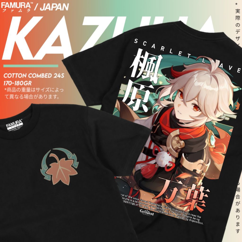 FAMURA T-Shirt / Kaos Baju Distro Game Kaedehara Kazuha - Genshin Impact