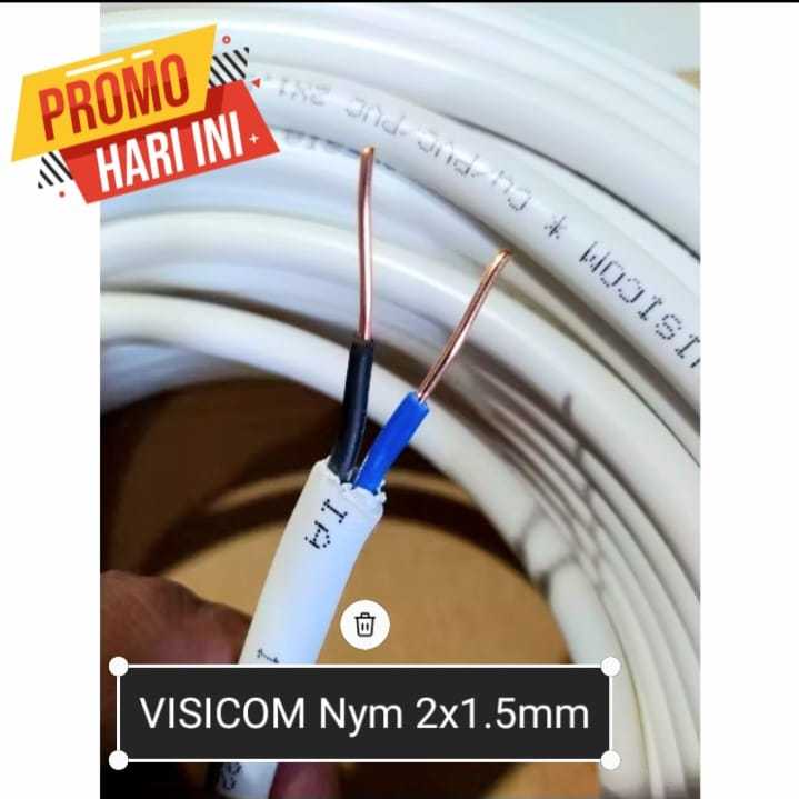 KABEL KAWAT NYM VISICOM 2x1,5mm (PERMETER) TEMBAGA ASLI SNI/LMK/SPLN
