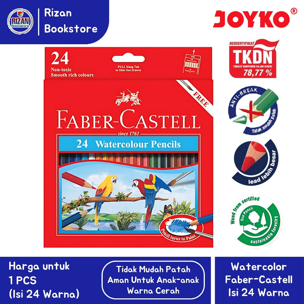 

[FABER CASTELL] Watercolor Pencils / Pensil Warna Isi 24 Warna